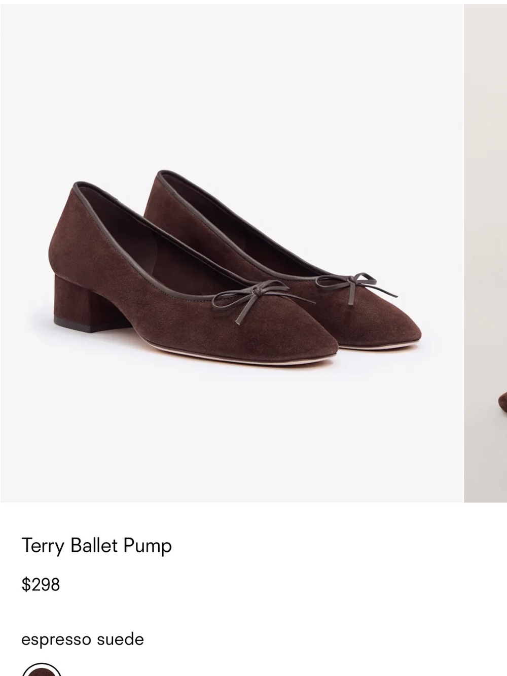Reformation Terry Ballet Pump in Brown Suede